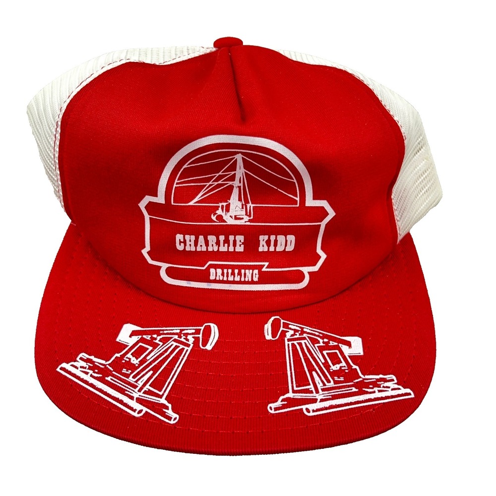 Vintage Charlie‎ Kidd Drilling Trucker Hat Cap Made In USA 80s Oil Rig Petroleum